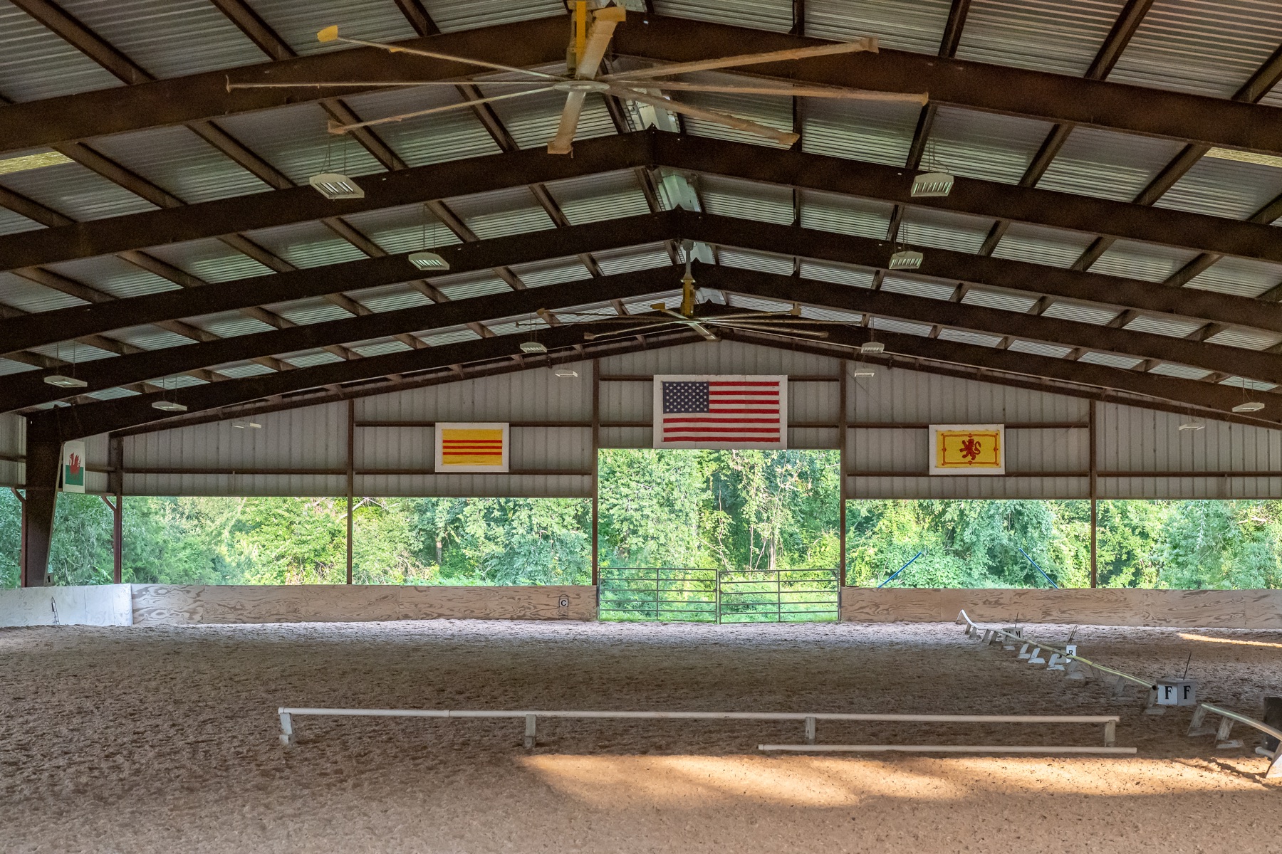 The covered arena with fans